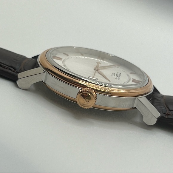 Tissot T-Classic Carson Rose Gold Brown Leather Band Watch - Picture 7 of 8
